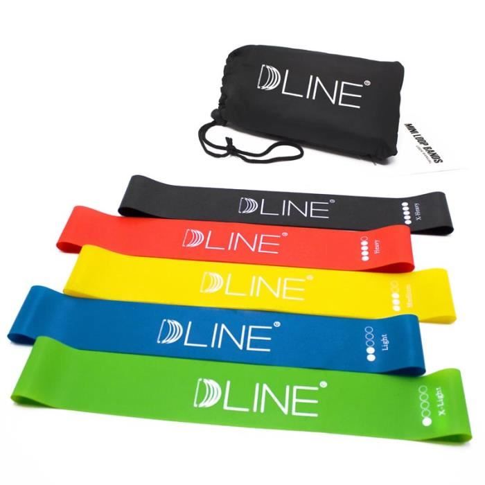 Lot de 5 Bande Élastique de Résistance Fitness Bandes Musculation Pour Yoga Pilates Avec Sac de Rangement