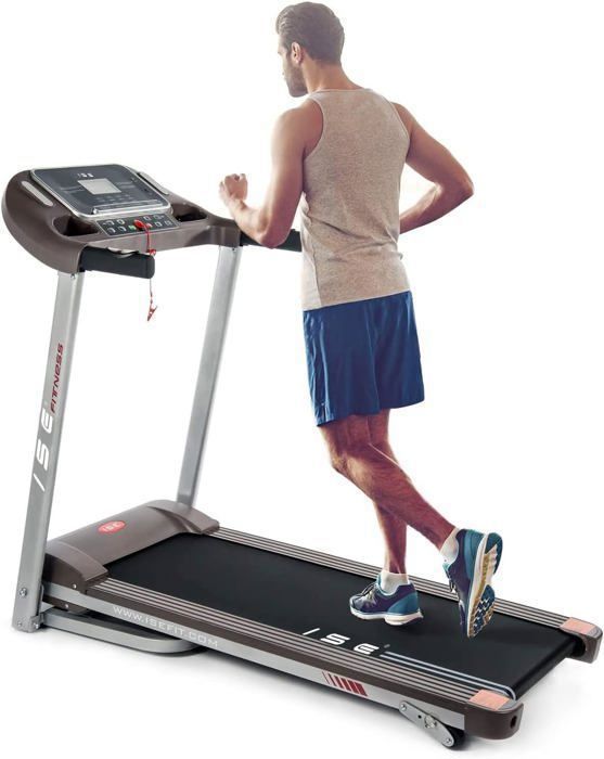 ISE Tapis de course pliable, Motorisé 14km/h,Inclinaison manuelle 3-5°,MP3,USB,écran LCD,avec Roues de Transport SY-T2708