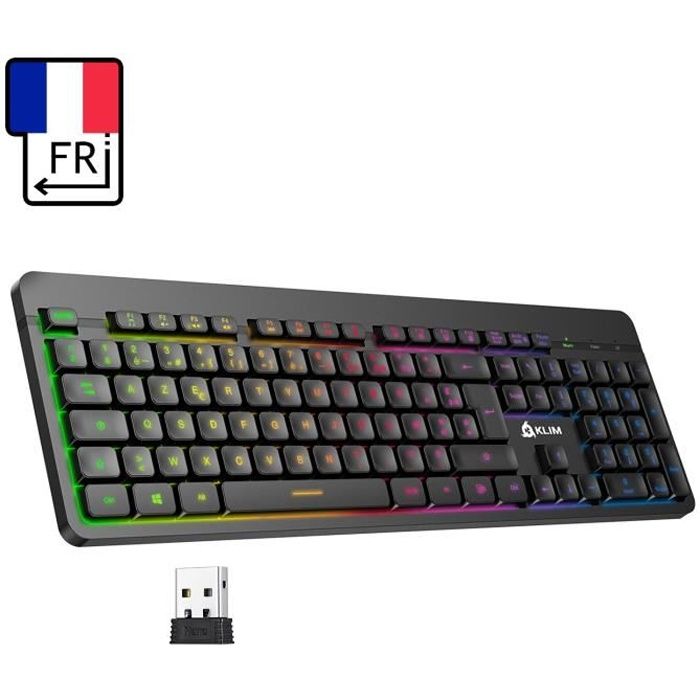 KLIM Lightning V2 - Clavier Gamers Hybride Semi-Mécanique AZERTY + Choix de 7 Couleurs + Garantie 5 ans - Structure en Métal - Clavi