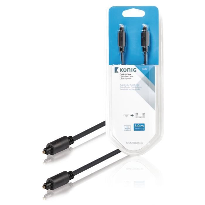 Câbles audio K & ouml nig KNA25000E30 Câble optique Toslink Mâle - Mâle 3.00 M Gris