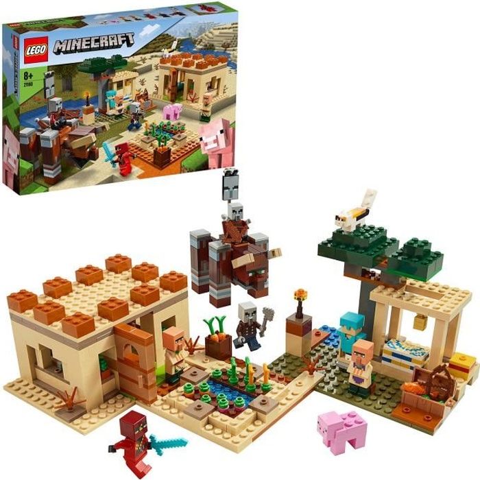 LEGO® Minecraft 21160 L’Attaque des Illageois, Jeu de Construction, avec Accessoire Épée
