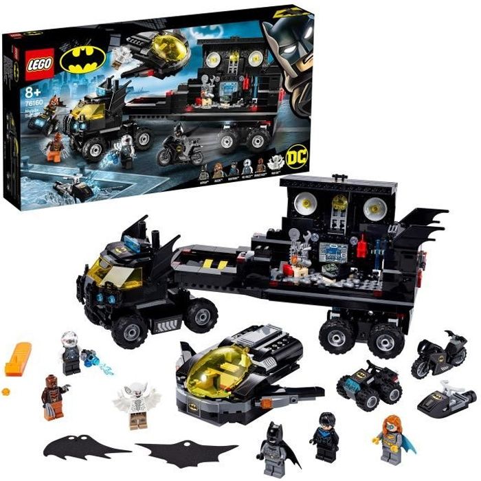 LEGO® Super Heroes 76160 La base mobile de Batman Figurine avec Avion, Moto Camion Jouet pour Fille et Garçon de 8 ans et plus