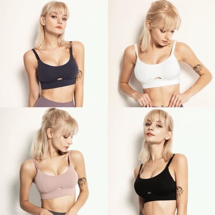 2 pièces Femme Sous vetements Bustier corset pour Jogging Yoga Gym Fitness(Couleurs différentes et Même taille)-L-Blanc-Rose