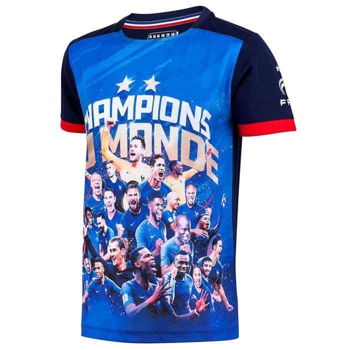 Maillot de Foot FFF Enfant 'Champions du Monde' Officiel - Bleu
