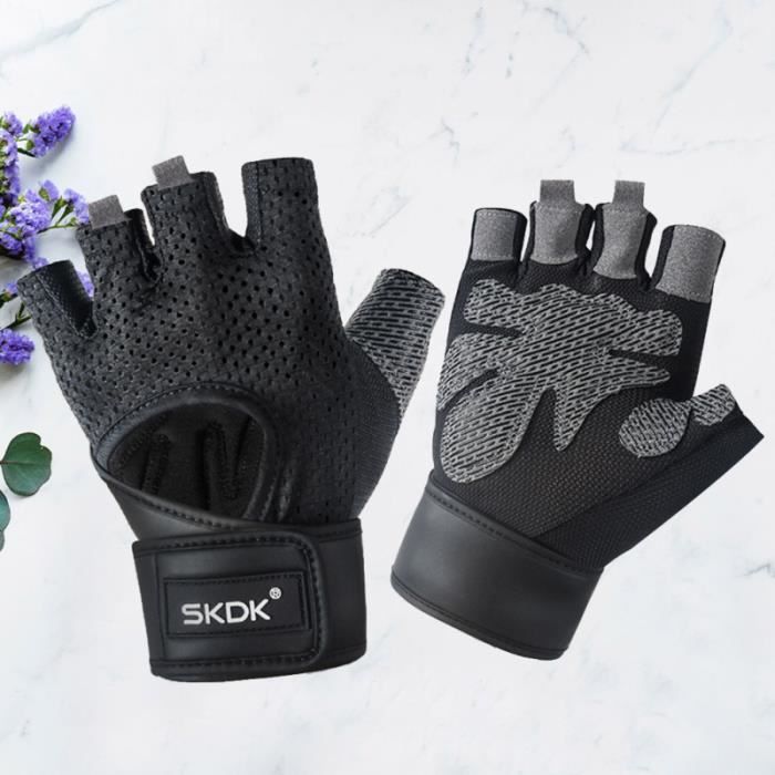 1 paire de gants de sport Gants anti-dérapants à demi-doigts pour la remise en forme, poids haltères - Taille