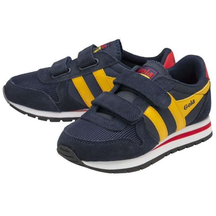 Baskets enfant Gola Daytona Velcro - bleu marine/jaune soleil/rouge - 27