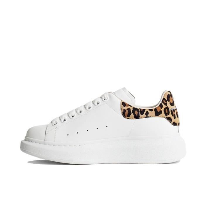 Basket Alexanders Mcqueens MC Blanche Leopard Chaussur Femme Homme Pas Cher