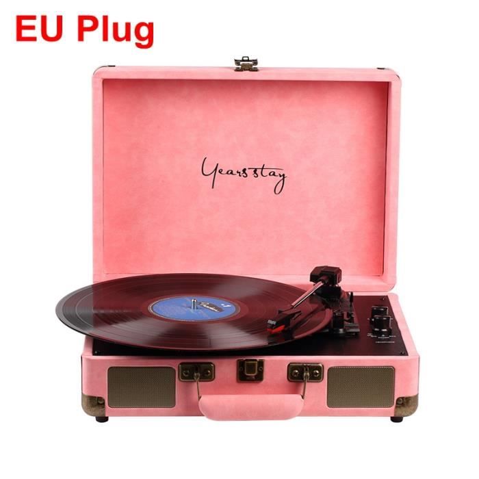 Tourne Disque Radio CD USB Cassette - 3 vitesses : 33/45/78 tours