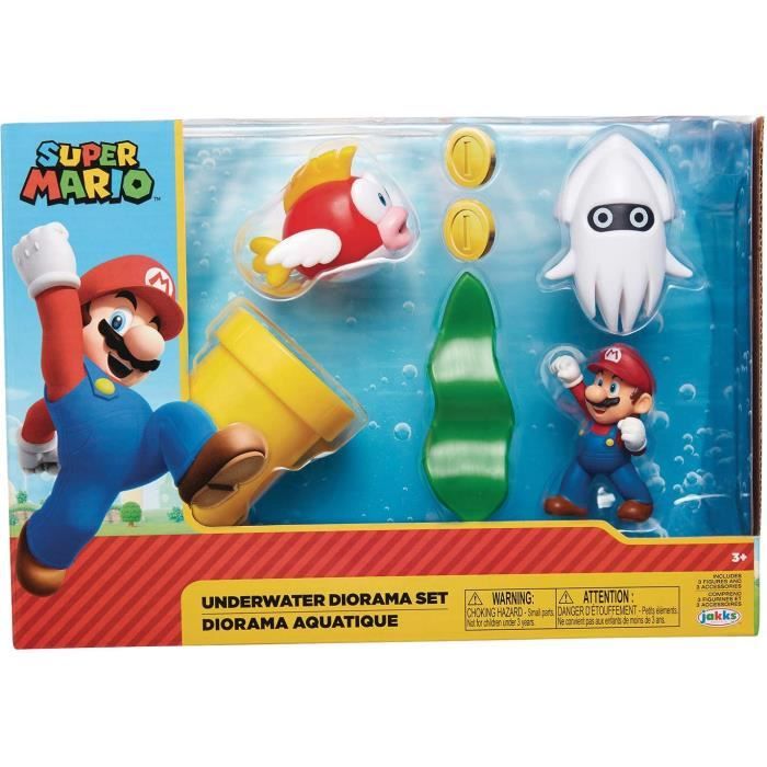 Nintendo Super Mario Diorama Set Plongée Avec Figurines De 6 CM, C'Est Inclus : Mario, Piou-Piou, Bêtisier, Tuyau De Chaleur...
