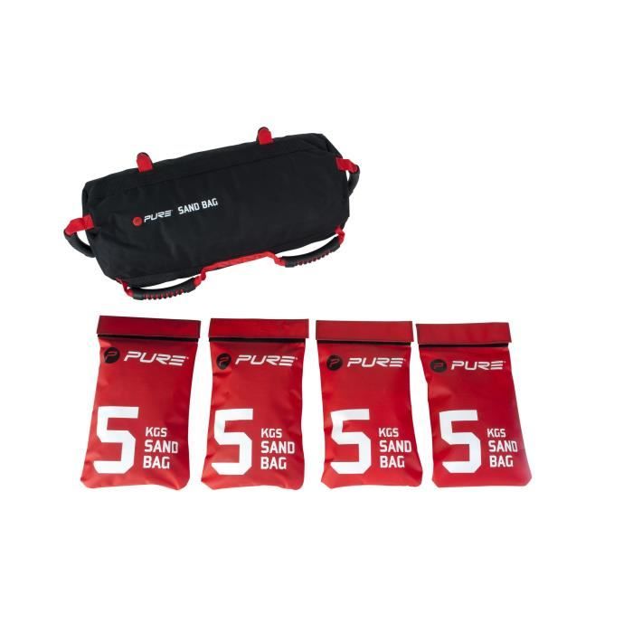 PURE2IMPROVE Sacs de Sable 20 kg - Fitness - Noir/Rouge