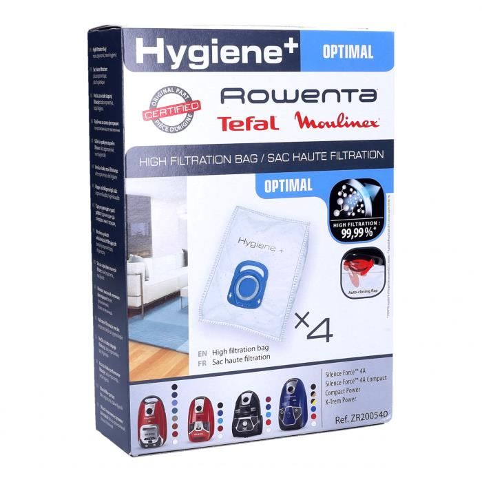 Wessper Sacs aspirateur pour Rowenta RO3953EA, 4 pièces, synthétique