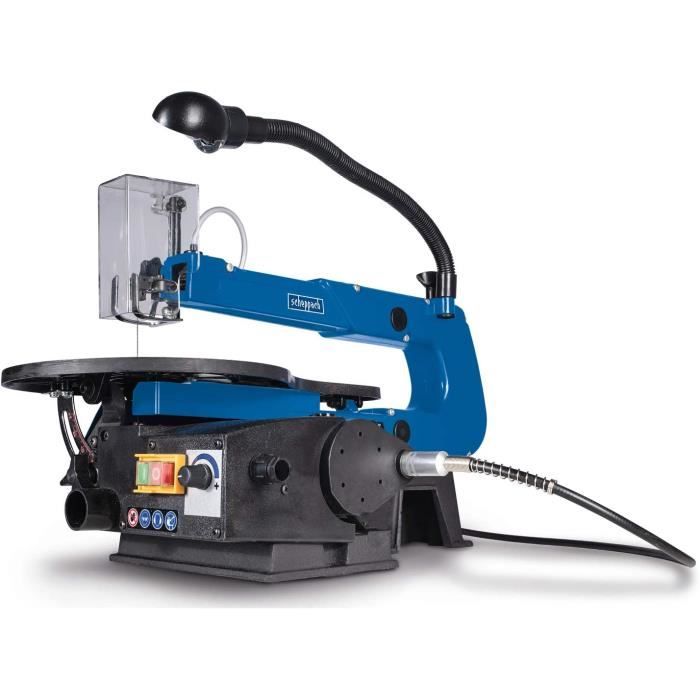 SCHEPPACH DECO-FLEX Scie a Chantourner a Vitesse Variable 550 a 1600rpm, Buse de soufflage, Entrainement Flexible et Lampe Fl
