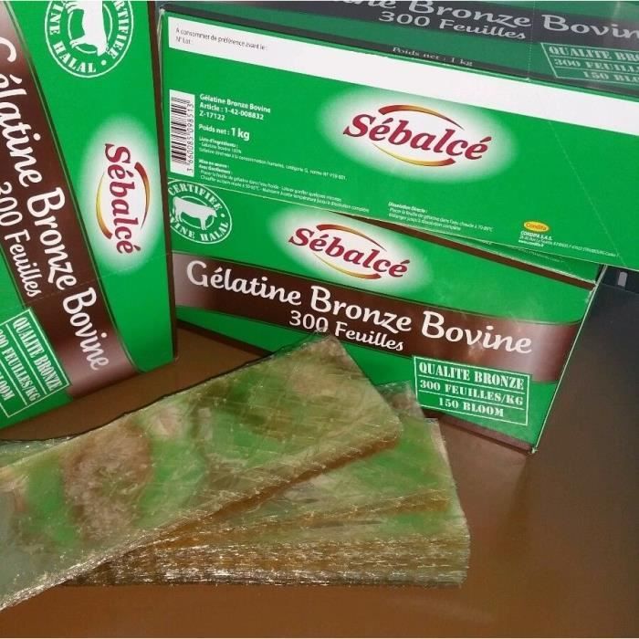 Gélatine bovine bronze halal x 10 feuilles