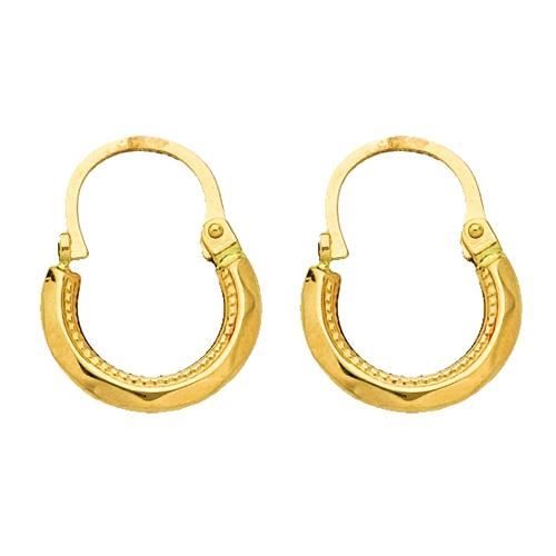 Boucles d'Oreilles Créoles Ciselées Or Jaune 750