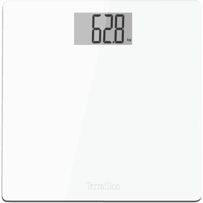 Pèse-personne électronique - TERRAILLON - Wide - Capacité 200 kg - Blanc