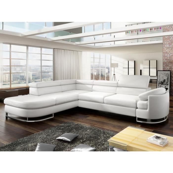 Canapé d'angle Blanc Simili Design