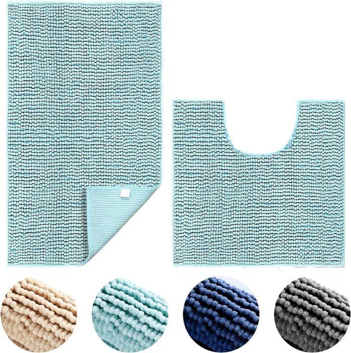 Mixibaby Lot De 2 Tapis De Bain Doux, Antidérapants, Séchage Rapide, Lavables En Machine, Pour Salle De Bain, Douche Et WC 50 X 80 Cm + 50 X 40 Cm, Dimensions