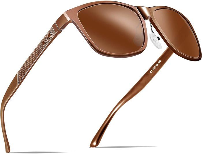 Lunettes De Soleil Polarisées Homme UV400 - Monture Aviateur Métal Noir