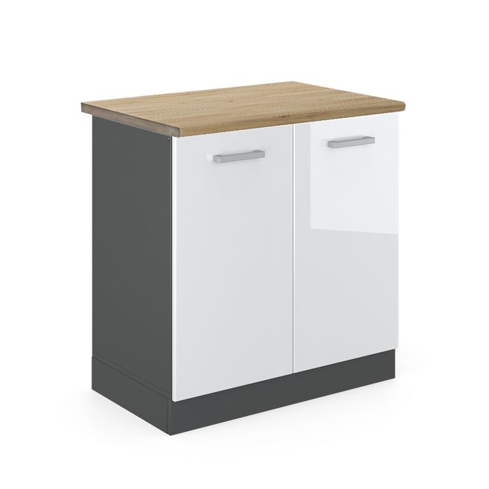 Meuble bas sous-évier R-Line 80cm PT Chêne Blanc Haute brillance/Anthracite Vicco 45901 Meuble bas sous-évier R-Line 80cm PT Chêne Blanc Haute brillance/Anthracite Vicco 45901