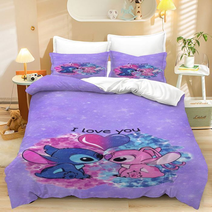 Housse de Couette 220x240 3D Imprimé en Polyester Parure de lit 2 Personne 3 Pièces avec 2 Taies doreiller 50x75cm Violet