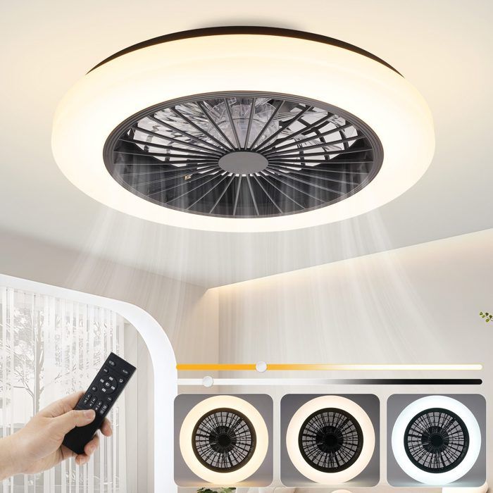 Ventilateur de plafond - NETTLIFE - 49x49x16.5cm - 40 W LED - 6 vitesses - Intensité variable - Nettlife