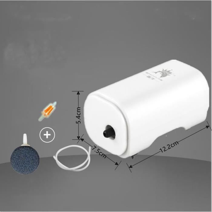 Pompe à Air pour Aquarium Jusquà 100L Pompe Silencieuse avec Pierre à Bulles3W