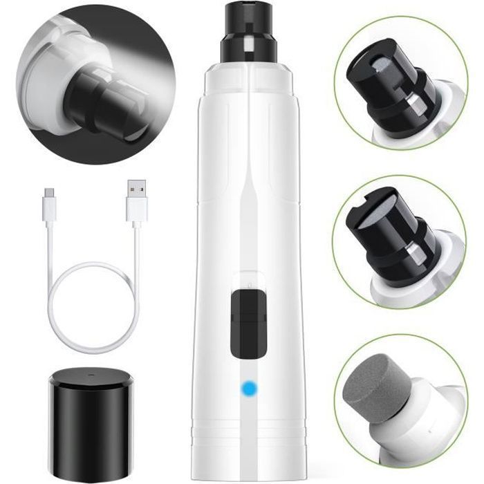 Lime à Ongle pour Chiens et Chats, Coupe Ongles Electrique Sûr Ultra-Silencieux Rechargeable USB, Lime Griffes Professionnel