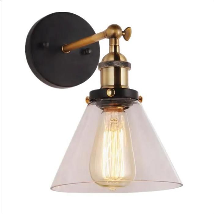 Diday Applique Murale Verre VintageE27 Lampe Murale Industriel Abat-jour Design Triangle Rétro Luminaire Murale Style Edison18cm