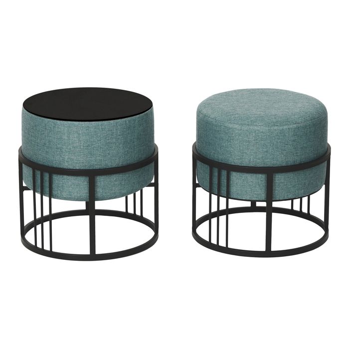 Lot de 2 poufs empilables Tas multifonctionnel rond vert