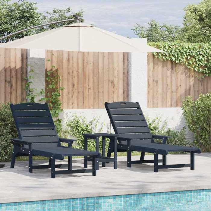 vidaXL Chaises Longues 2 pcs 162x53x98 5 cm HDPE Chaise Longue 53x162x98 5 cm HDPE - vue 3