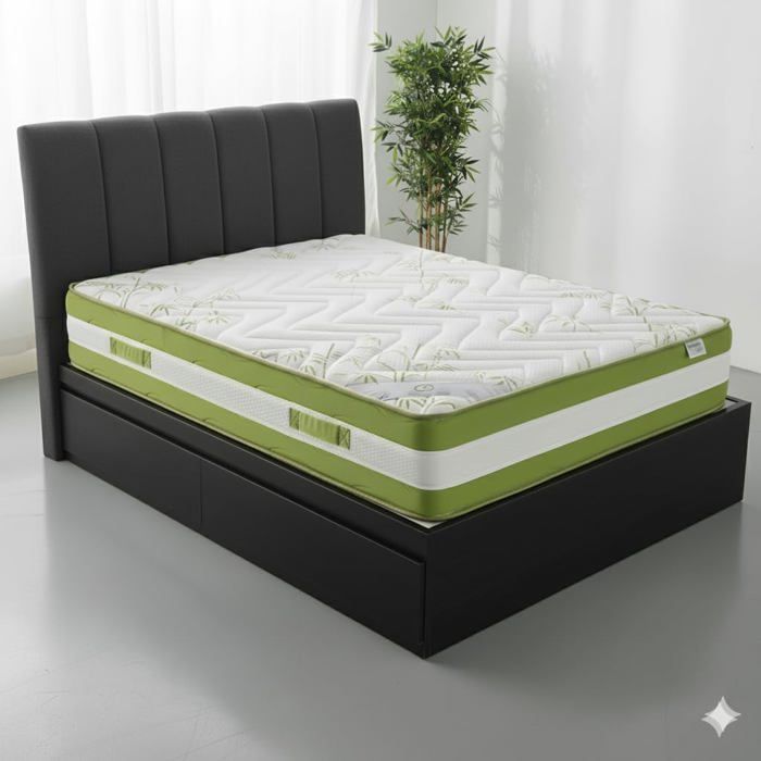 Matelas Roulé Bambou 140x190 cm – Épaisseur 25 cm – Mousse à Mémoire de Forme Haute Densité – Soutien Ergonomique - Tissu 3D 2