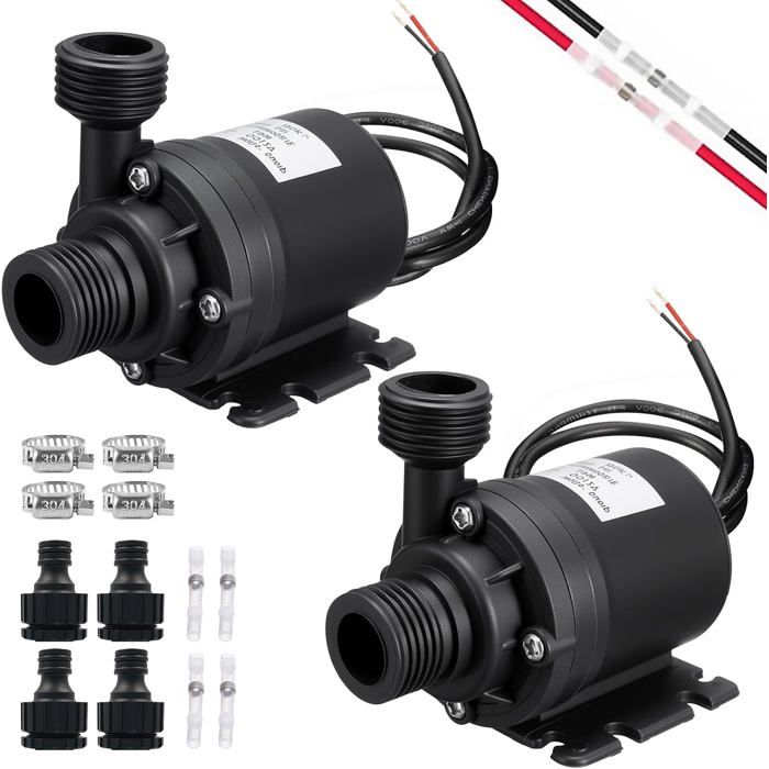 Pompes Eau 12V 800L/h Lot 2 Submersible Sans Balais Fontaine Bassin Circulation