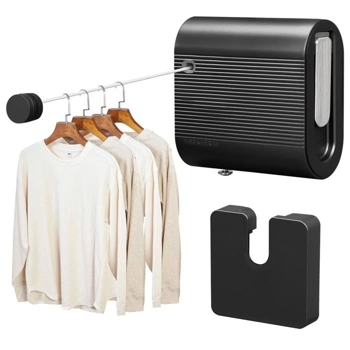 Étendoir à linge rétractable pour intérieur et extérieur 4 2 m en acier inoxydable 304 anti-affaissement
