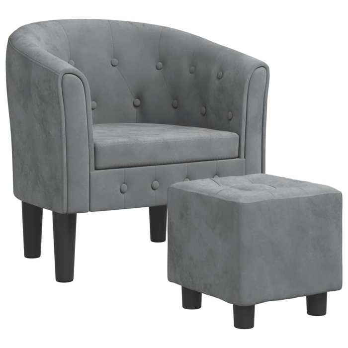 NEUF 2026 CHIC Chaise simple SWEETY Fauteuil de salon 1 PLACE avec repose-pied gris foncé velours 70x56x68 cm FF4637