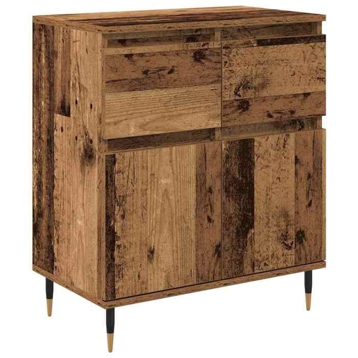 Saison Soldes Buffet Bois ancien - SARAZYJ - Meuble bas - avec stockage - 60x35x70 cm Bois dingénierie et fer MM5439
