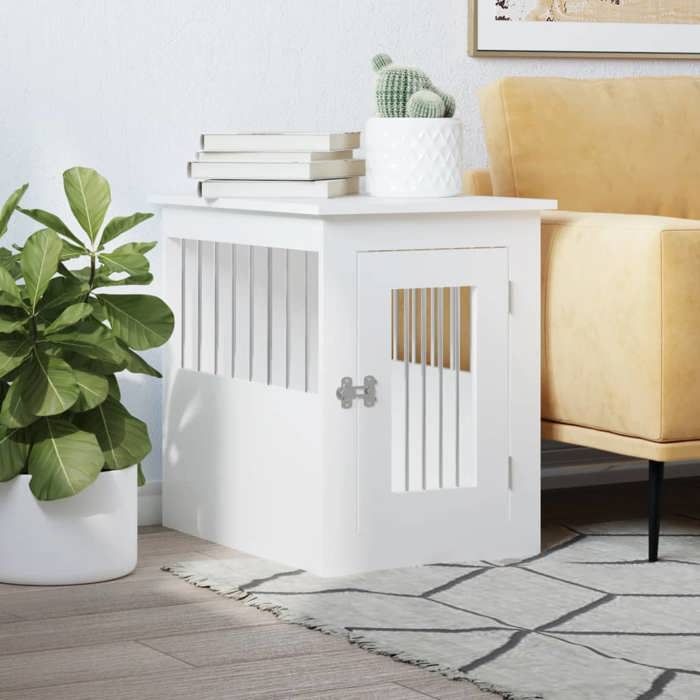Blanc Meuble de cage pour Chiens - Niche pour chiens - blanc 45x62x59 cm bois dingénierie A2647