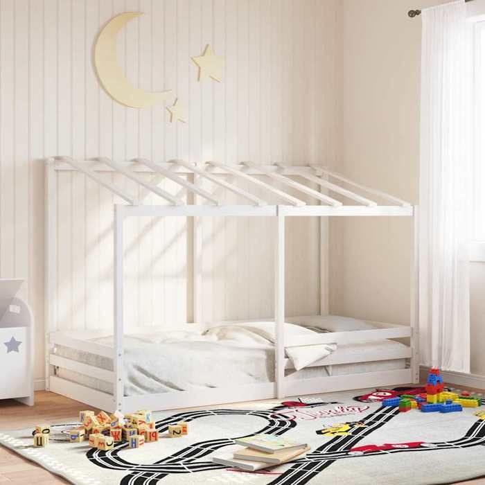 Blanc Lit 1 place:90x200 cm （1 pc)- NGM - Lit pour Enfants - sans matelas - blanc 90x200 cm bois - pin massif 23435