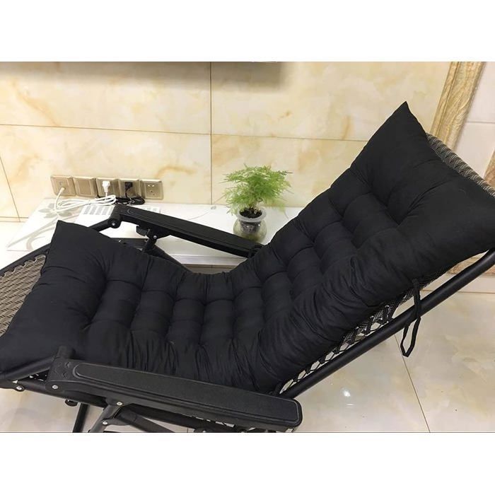 Coussin de Chaise pour Jardin Terrasse - Noir - 125 x 48 x 8 cm - Polyester