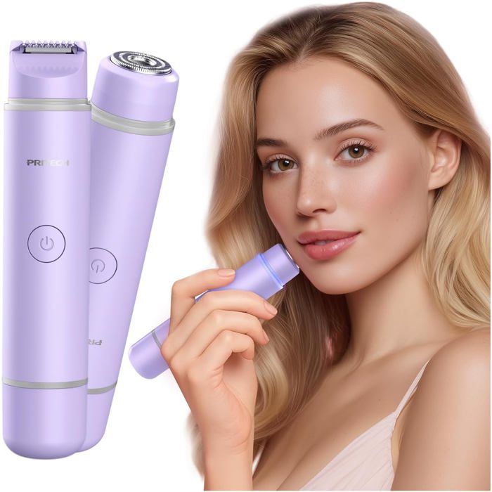 Rasoir 2 en 1 à double tête pour femme - Épilateur facial pour femme - Mini épilateur humide et sec - Rasoir portable pour cheveux