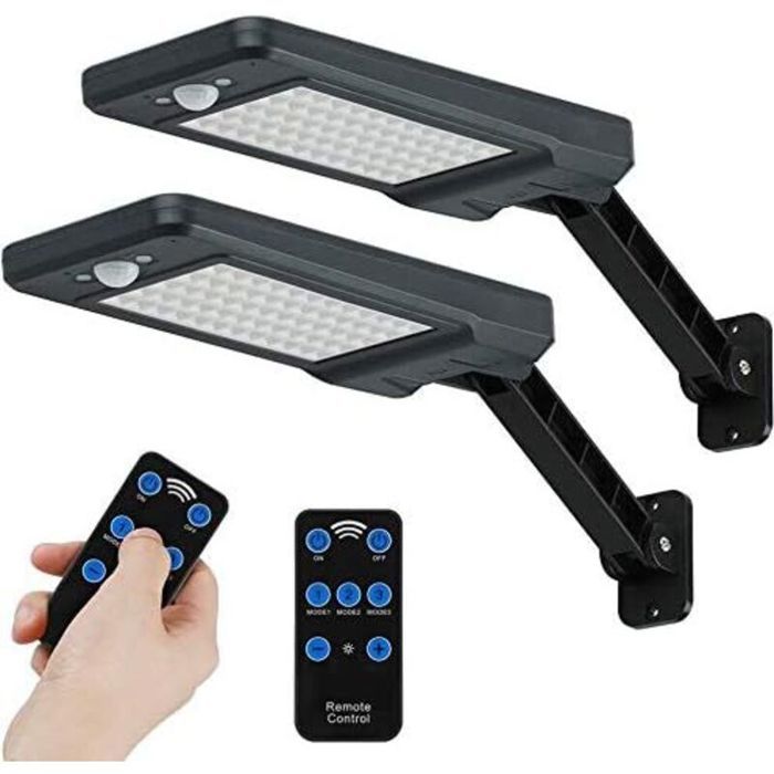 Lampe solaire extérieure - 60 LED - Étanche IP65 - Télécommande incluse - 3 modes déclairage - Sans fil