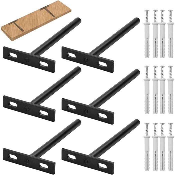 6 fixations étagère invisibles 128mm pour tablette flottante