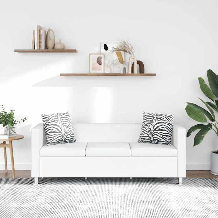 Canapé à 3 places - vidaXL - (1 pc) - charge (par siège) : 110 kg - Sofa intérieure - cuir artificiel - blanc - 170 x 625 x 63 cm@d