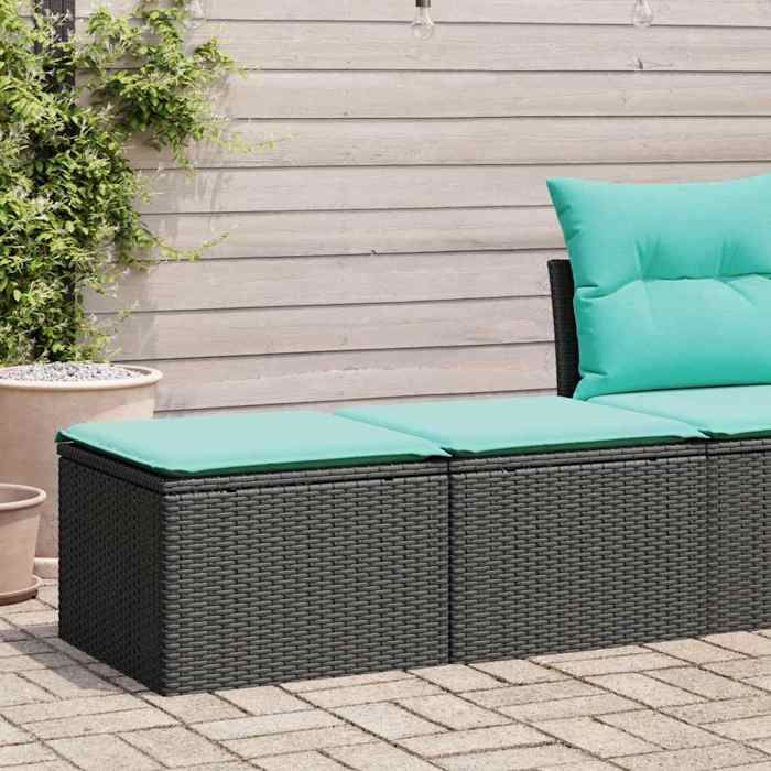 Noir Salon de jardin avec coussins 2 pcs noir résine tressée acacia - Meuble de balcon LV56538