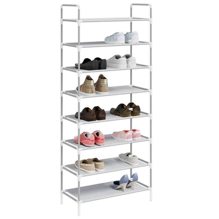 Casier à chaussures - Peu encombrant - Étagère à chaussures 8 étagères Métal et tissu intissé Argenté - Assemblage requis（7248）