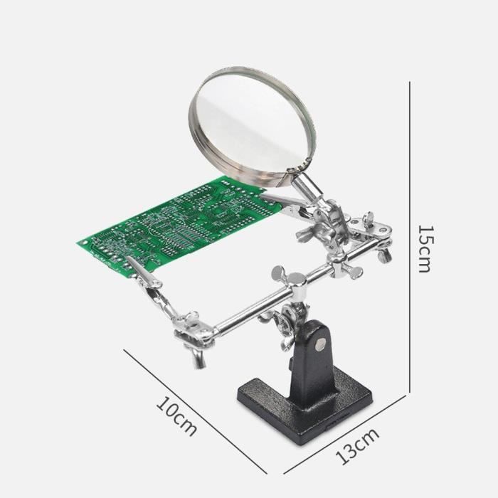 Station De Soudure Uadme Avec Loupe LED - Bras Réglable - Pinces Crocodiles - Pour Réparation Électronique