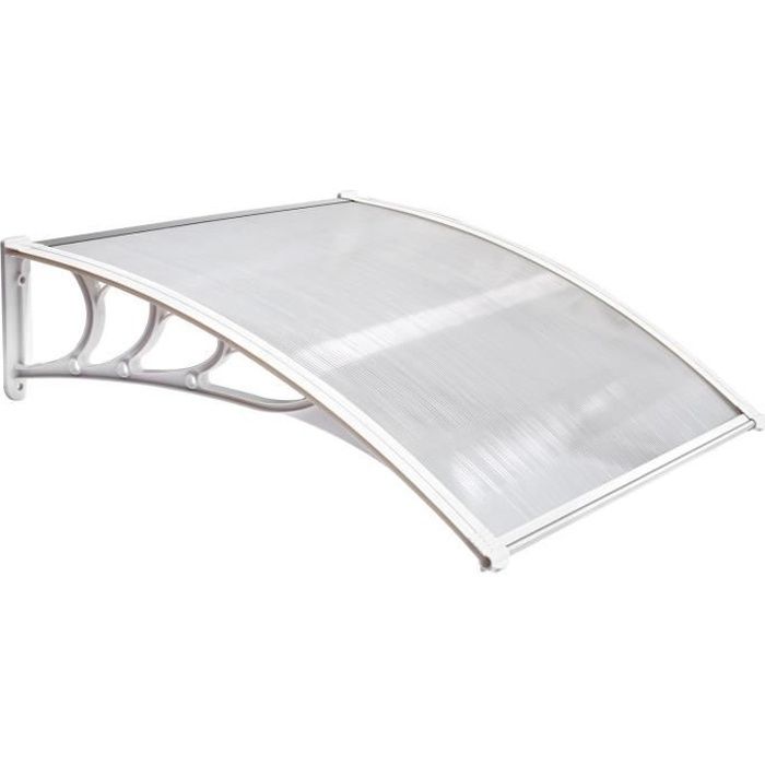 Zlovne Marquise De Porte D'Entrée En Polycarbonate,Auvent De Fenêtre Incurvé ,Marquise Solaire Porte Terrasse Toit Abri Protection Contre La Pluie Et UV Insonorisé,avec Accessoires (50x240cm/20 X94