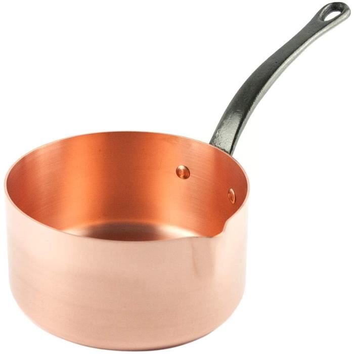 Casserole en cuivre avec bec verseur Diamètre 16 cm Paroi épaisse