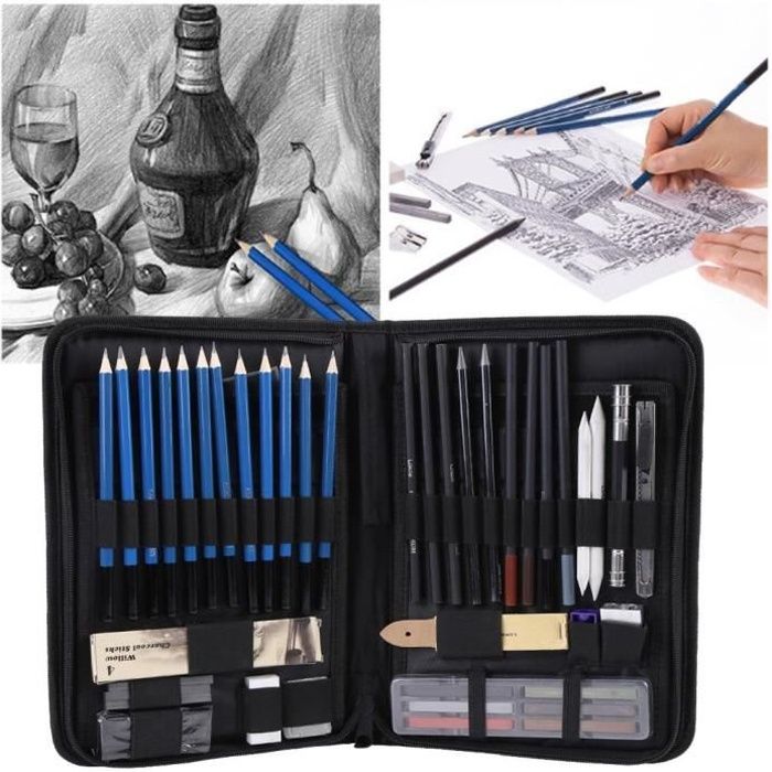 Kit de dessin Kit de dessin professionnel croquis dessin crayons materiel  dessin art peinture esquisse Étui à crayons 48pcs Set - Cdiscount  Beaux-Arts et Loisirs créatifs