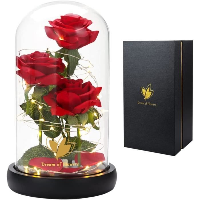 Rose Éternelle Rouge Fleur Artificielle Séchée Cadeau Anniversaire Mariage Femme