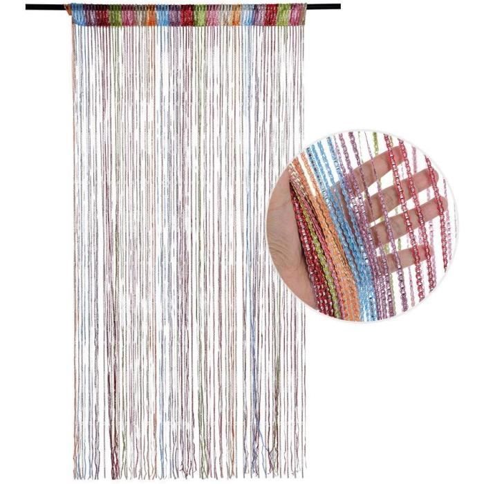 2 Rideaux De Fil Blanc 100x200cm - Rideau à Franges Anti-Mouches Pour Porte Et Fenêtre